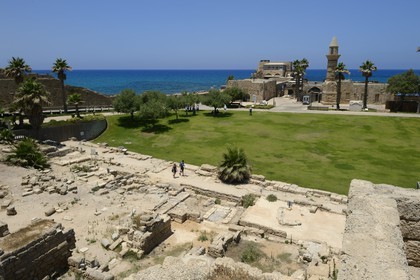 Israël, district d'Haifa, Césarée (Caesarea Maritima), port  de la citadelle des croisés construit sur les ruines de Césarée