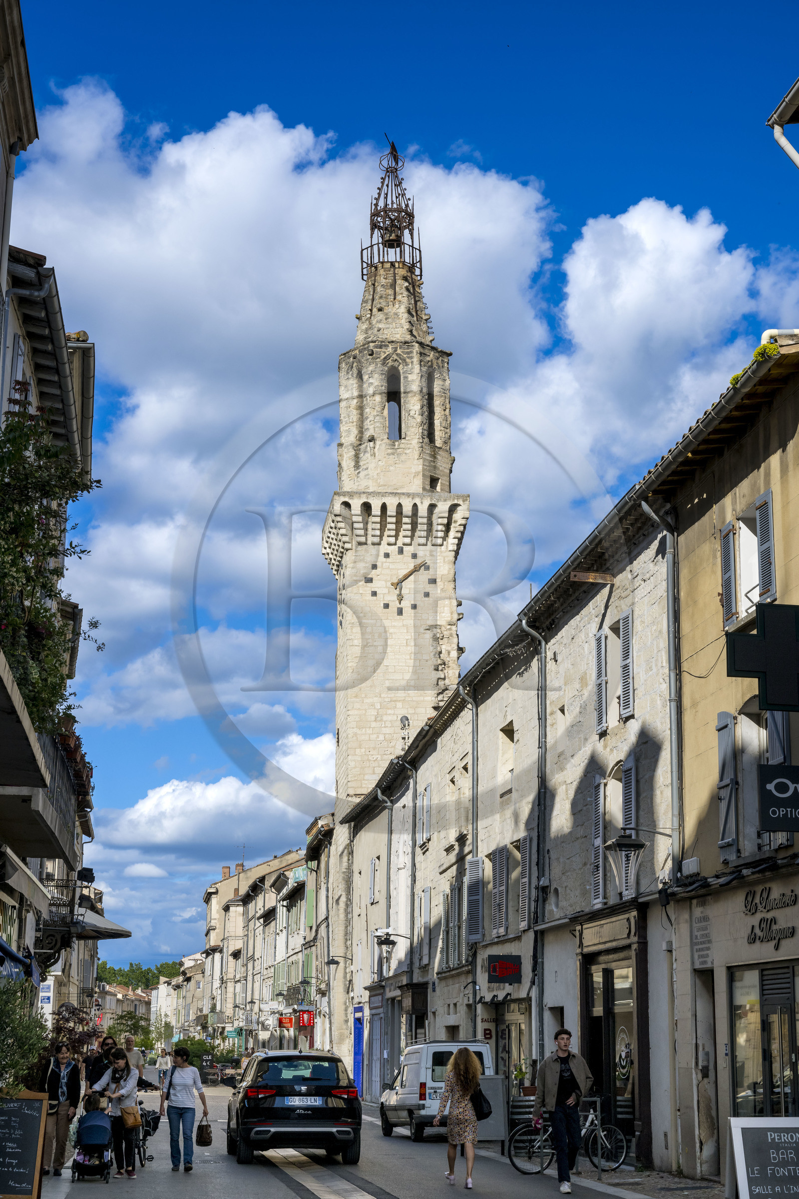 France, Vaucluse (84), Avignon, le clocher des Augustins seul vestige de l'ancien couvent des Augustins rue Carreterie