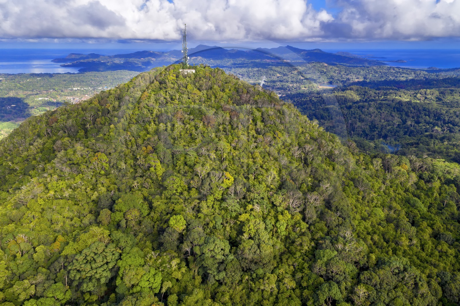 France, Ile de Mayotte, Grande-Terre, Miréréni, réserve forestière de Combani (vue aérienne)