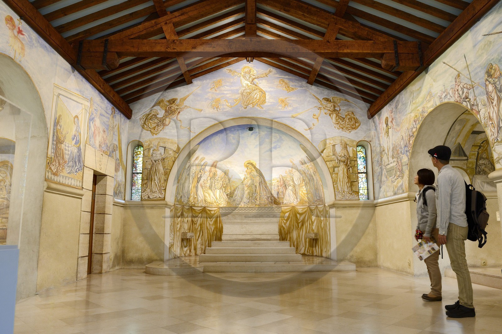 France, Marne, Reims, the Chapel of Our Lady of Peace or Foujita chapel, paintings by Leonard Foujita