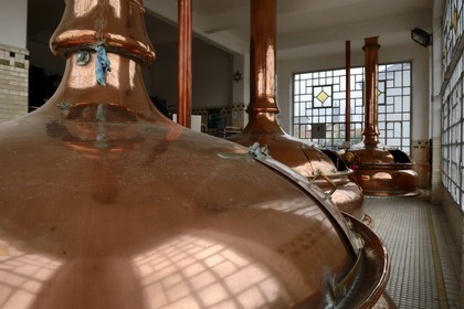 France, Meurthe-et-Moselle, Saint-Nicolas-de-Port, the French Brewery Museum located in a former brewery 1931 industrial building from architect Fernand Caesar that is an example of industrial Art Deco architecture, tank room