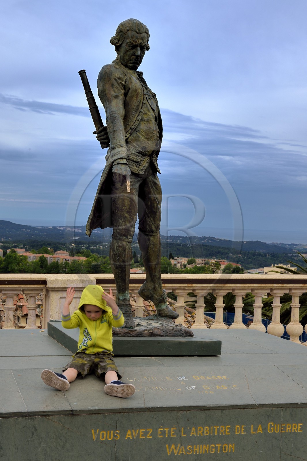 France, Alpes-Maritimes (06), Grasse, statue de l'amiral de Grasse (1722-1788)