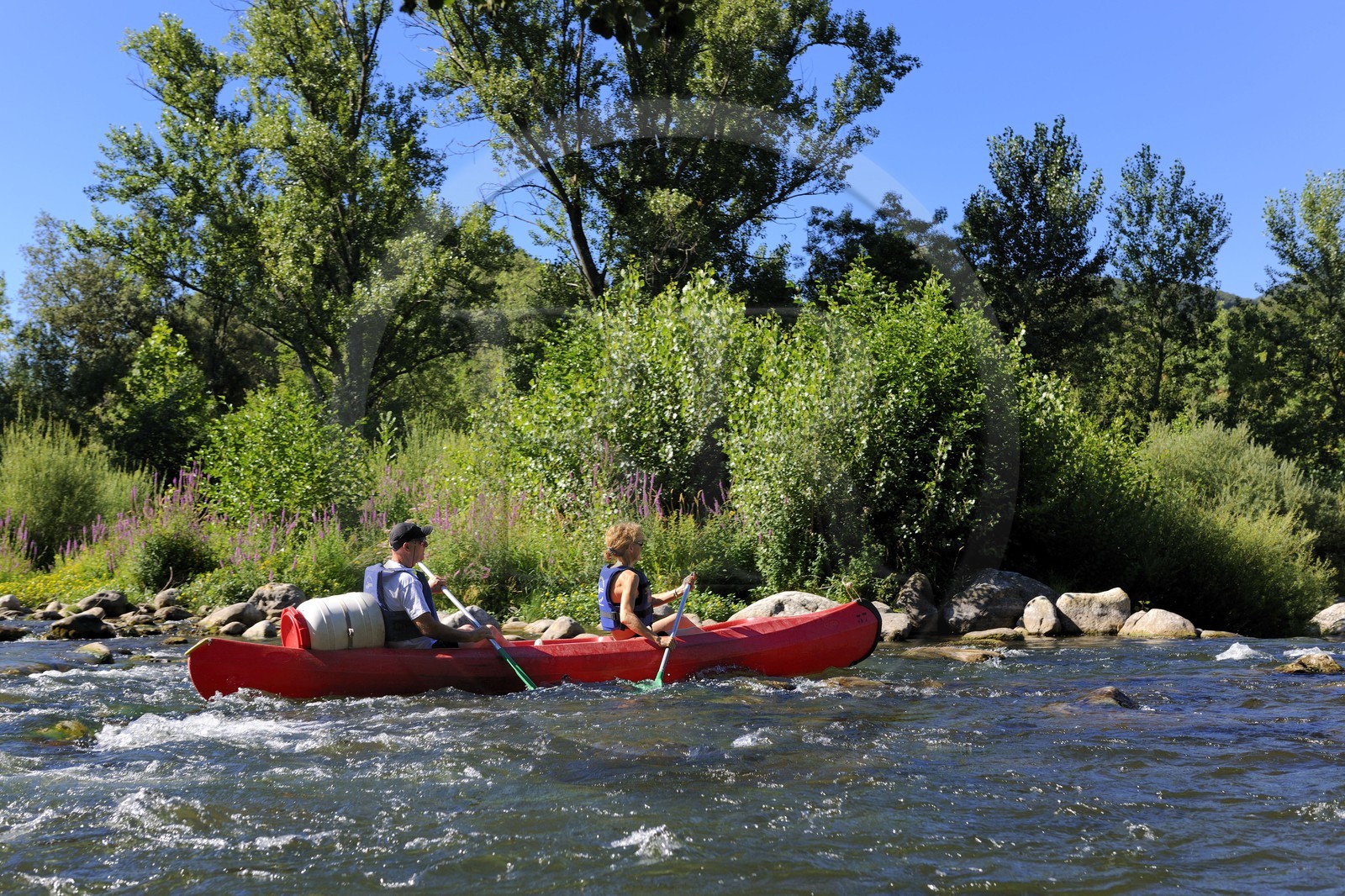 France, Herault, Orb valley, kayaking the river Orb at the moulin de Travassac next to Mons la Trivalle