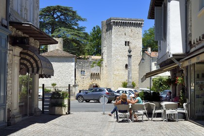 France, Dordogne (24), Perigord Pourpre, Eymet, le chateau d'Eymet avec la tour Monseigneur
