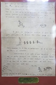 Morocco, Casablanca, Café restaurant Au Petit Poucet on Mohammed V boulevard, letter and drawings of the aviator Antoine de Saint Exupery