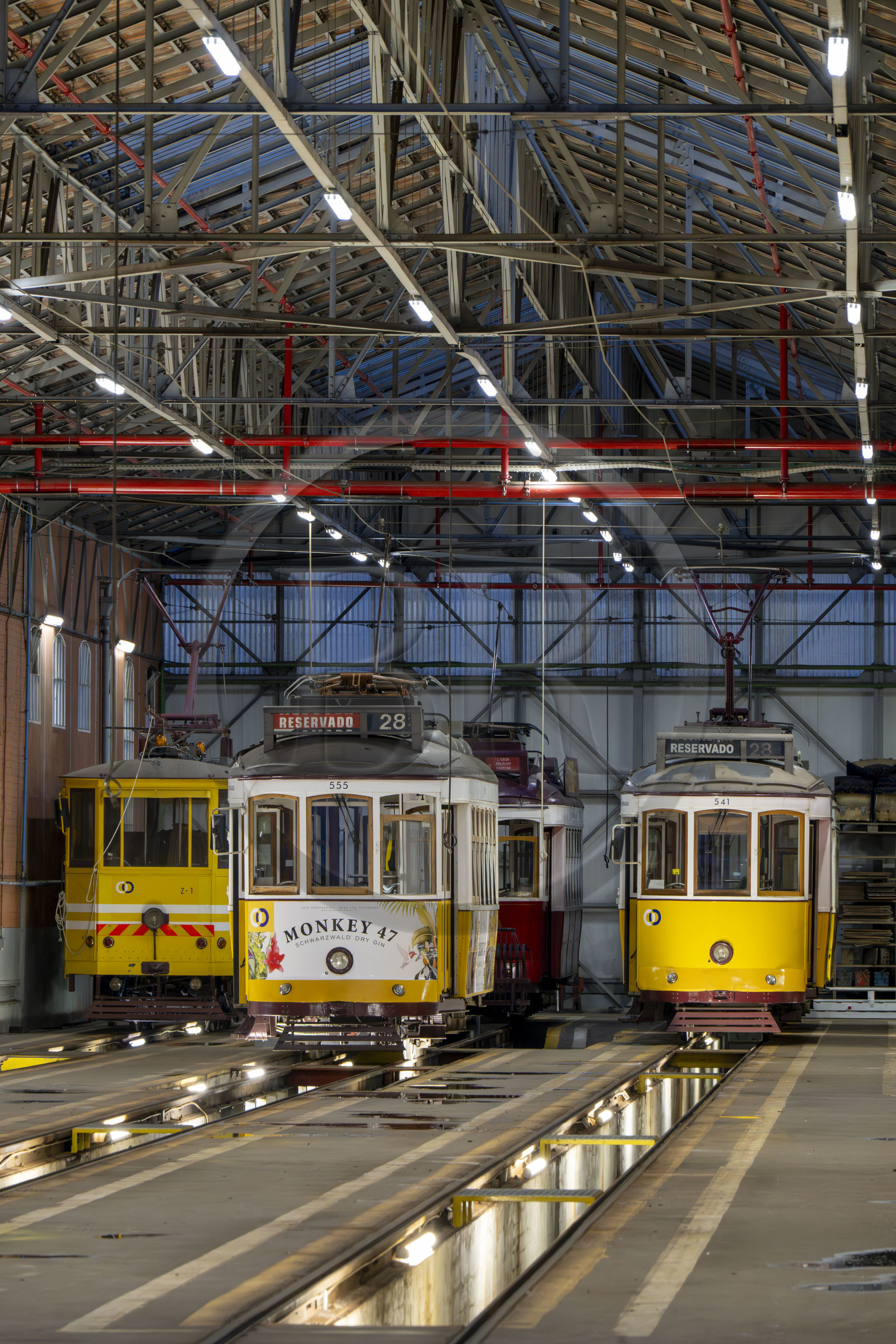 Portugal, Lisbon Alcantara district, the Santo Amaro Depot which houses Lisbon’s trams, line 28 is the most famous and picturesque of them