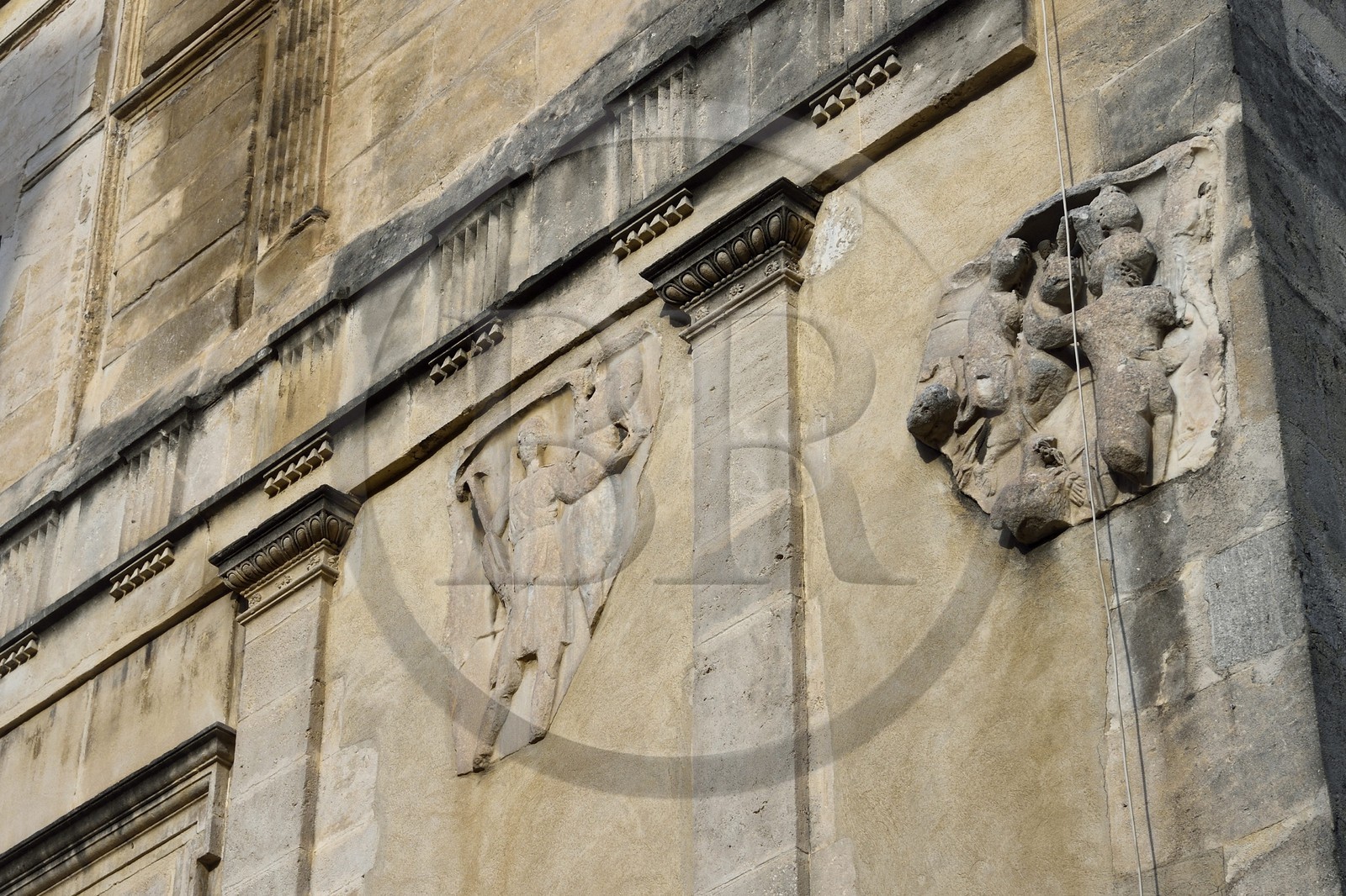 France, Bouches du Rhone, Arles, the hotel des Amazones (mansion) with ornaments taken from the Roman necropolis of the Alyscamps