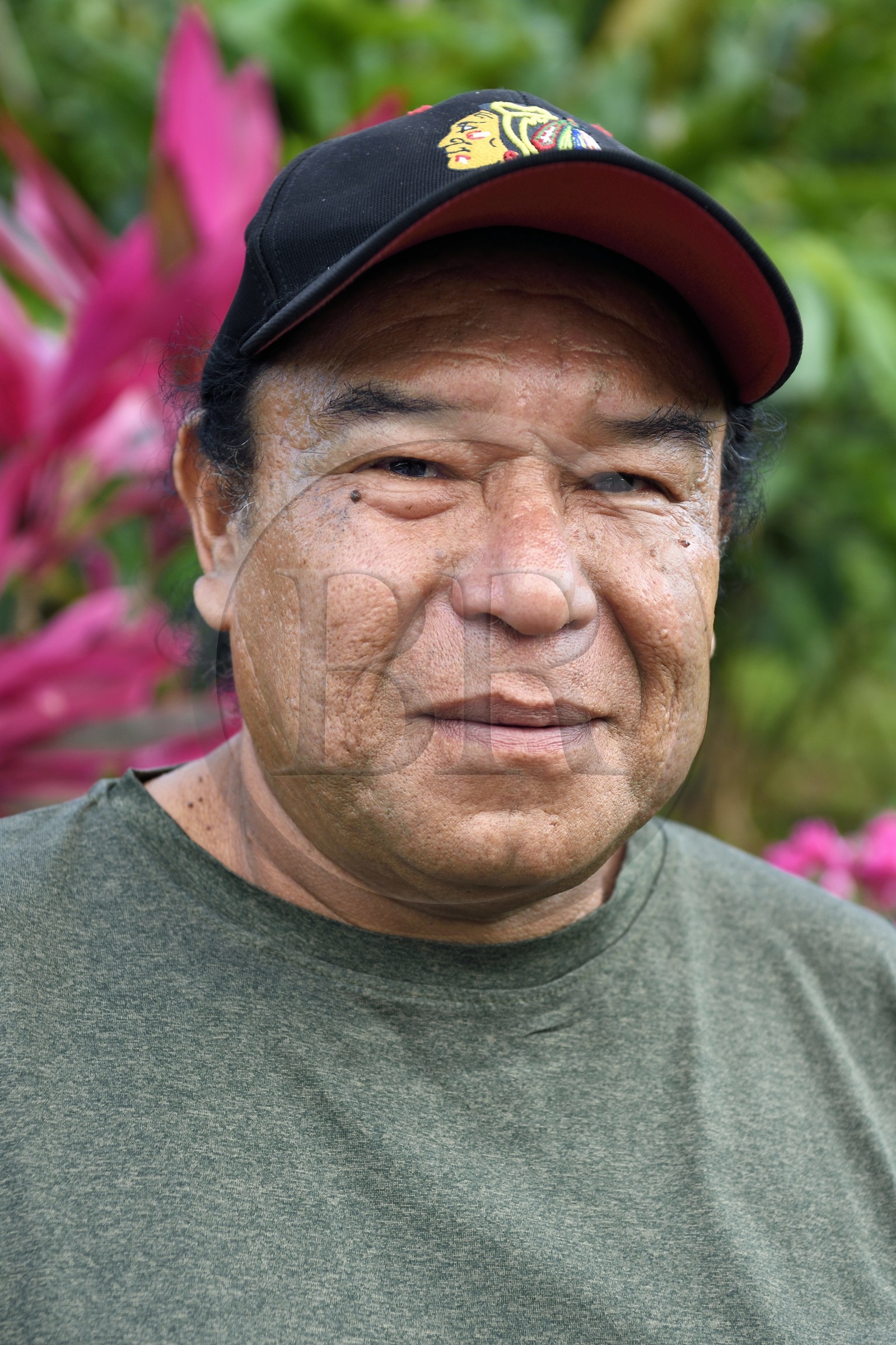 Caraïbes, Ile de la Dominique, Territoire Kalinago unique réserve amérindienne de l'archipel des Antilles, village de Touna Auté, l'ancien chef des Kalinago Irvince Auguiste