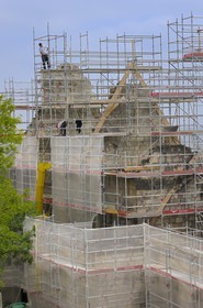 France, Indre et Loire (37), Vallée de la Loire classée Patrimoine Mondial de l' UNESCO, Chinon, le château, chantier de restauration des logis royaux