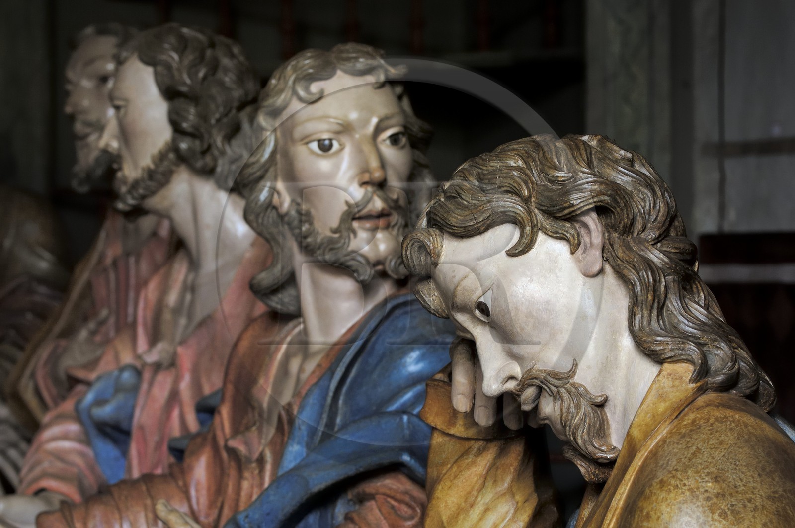 Brésil, Etat du Minas Gerais, ville de Congonhas do Campo, église Santuario Bom Jesus de Matosinhos, Scènes de la Passion par le sculpteur Aleijadinho: Judas dans la Cène (Route de l'or, Estrada Real)