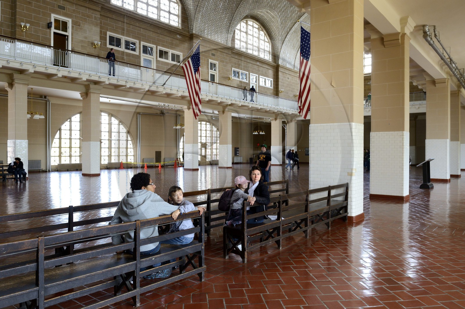 Etats-Unis, New York, Ellis Island, musée national de l'histoire de l'Immigration dans les anciens batiments du centre de réception des immigrés à New York, salle d'enregistrement