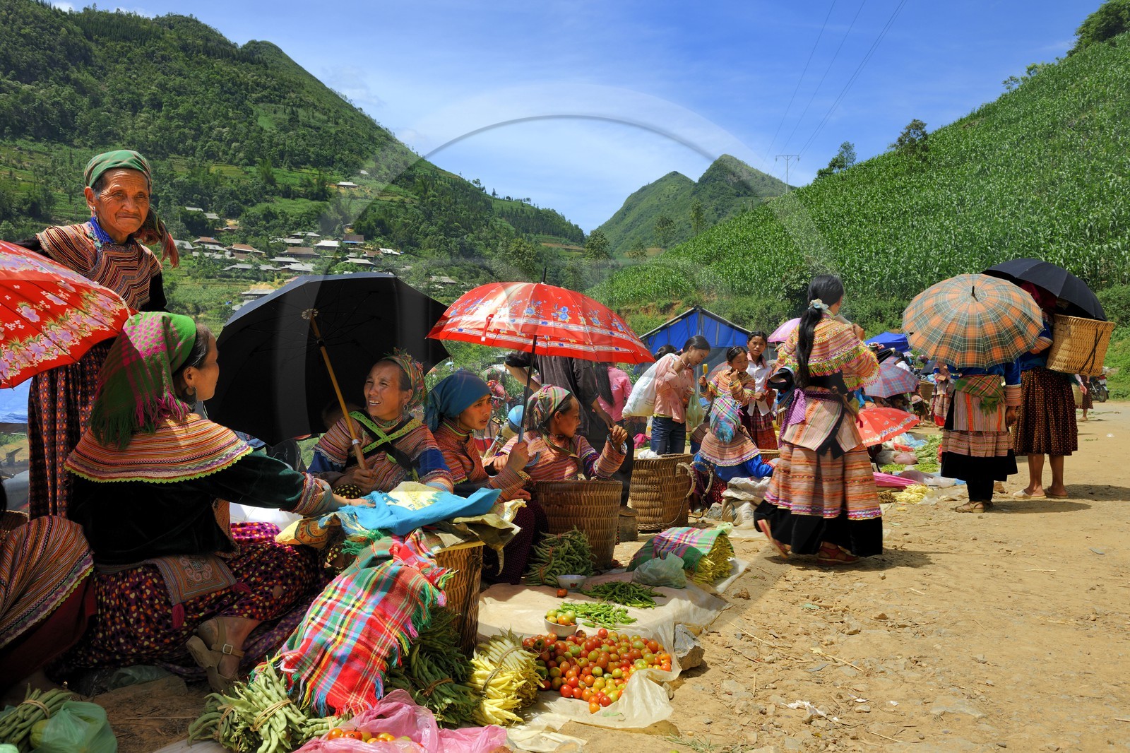Vietnam, Lao Cai province, Bac Ha district, Can Cau market, women from the Flower Hmong minority