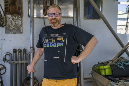 France, Charente Maritime, Oleron island, port of La Cotinière, fisherman Yoann Crochet on his trawler L'Univers