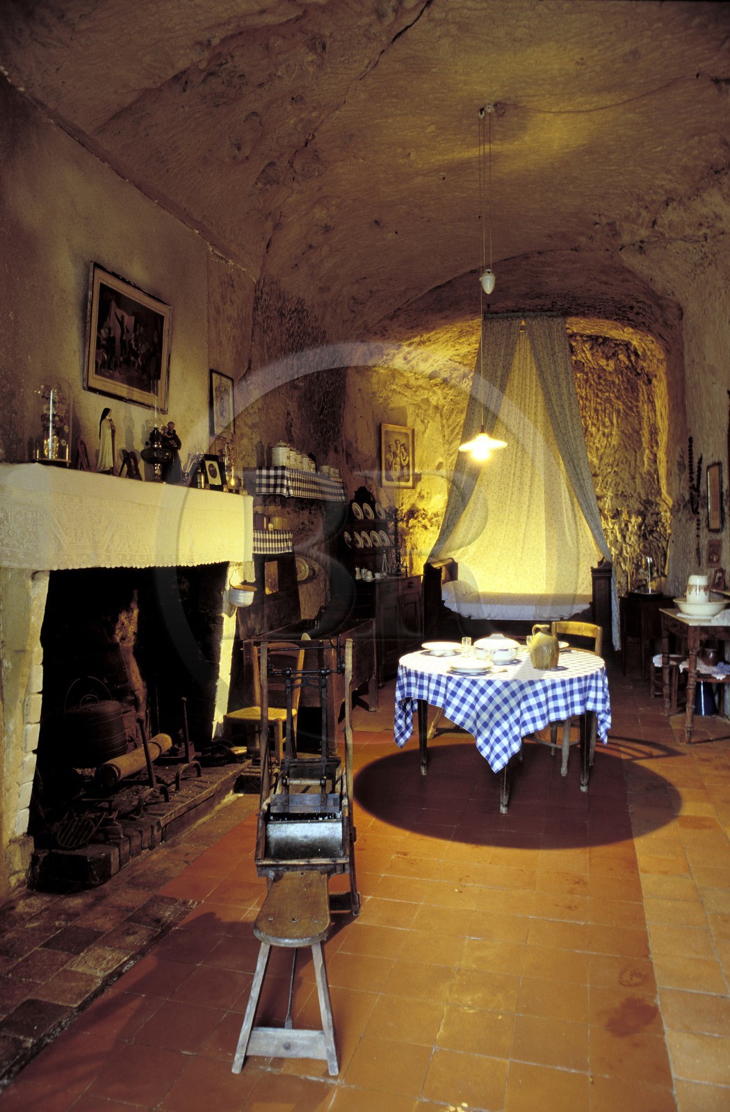 France, Loir et Cher, Troo, inside a house of a troglodyte village