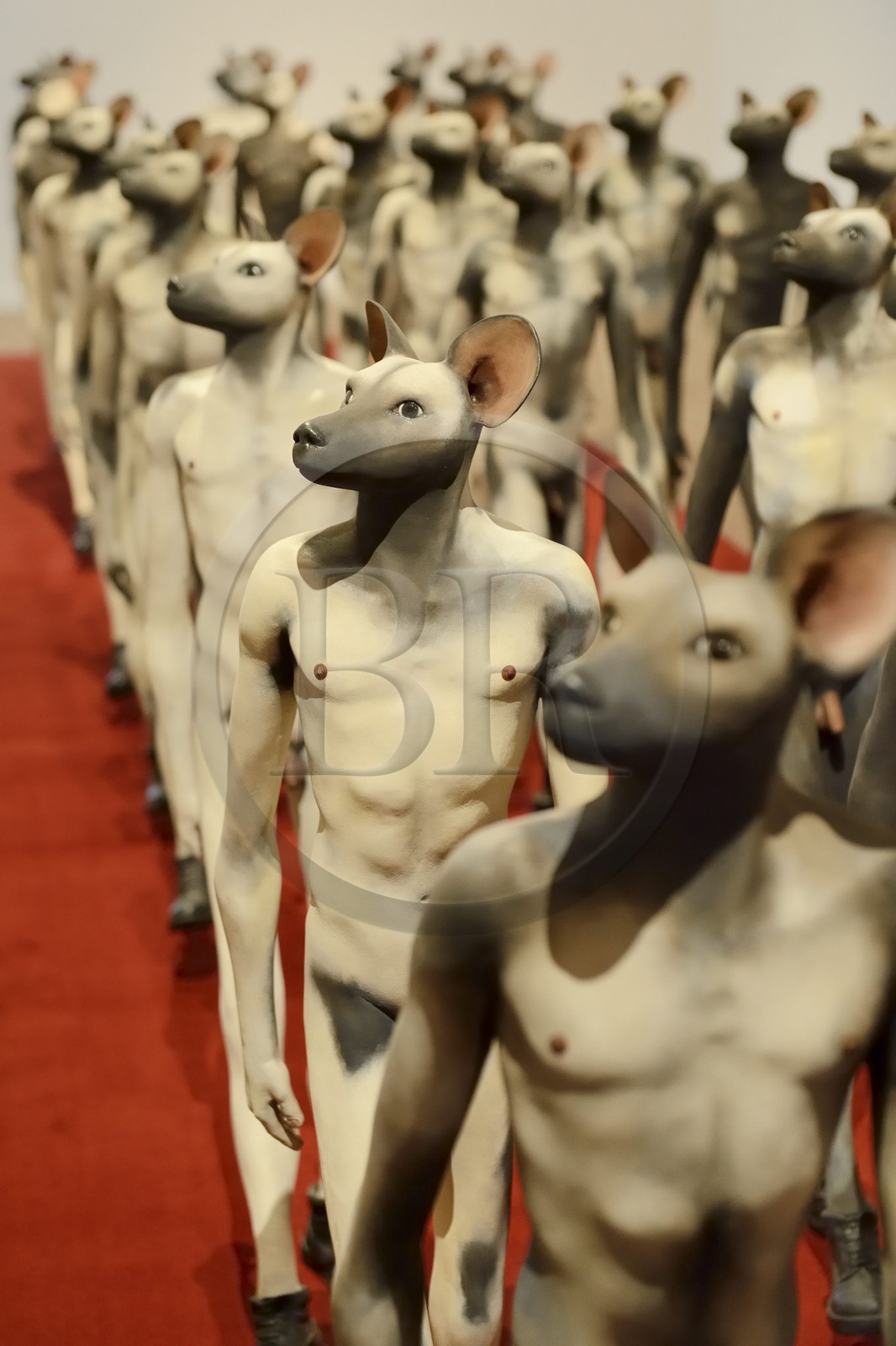 South Africa, Gauteng Province, Johannesburg, Braamfontein district, Stevenson contemporary art gallery, Infantry with beast (2008-10) artwork by south-african artist Jane Alexander