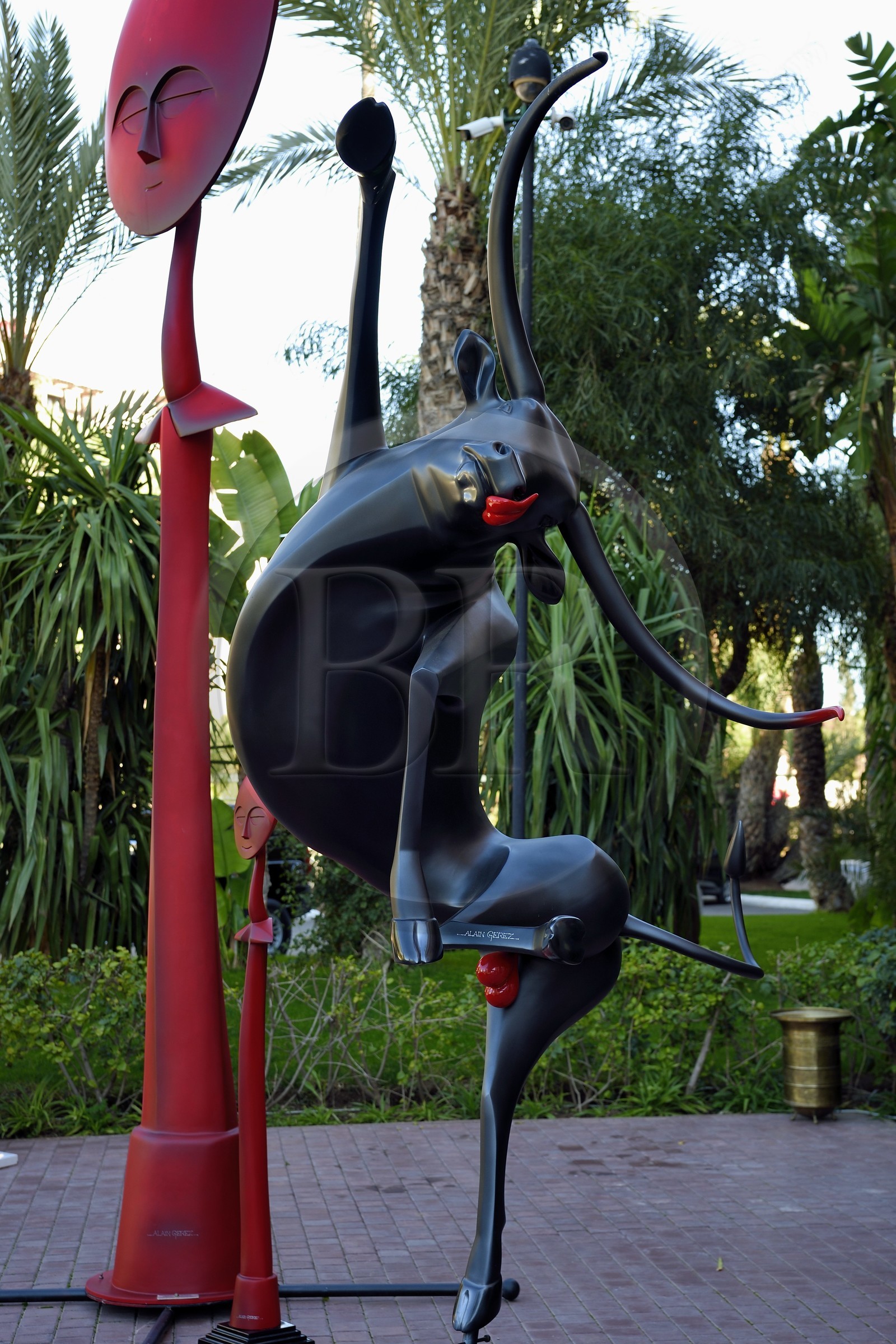 Morocco, High Atlas, Marrakech, Imperial city, Hivernage district, Hotel Sofitel Marrakech Palais Imperial, sculptures de l'Artiste Alain Gerez