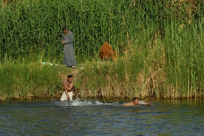 Egypte, Haute Egypte, vallée du Nil, le Nil entre Edfou et Kom Ombo