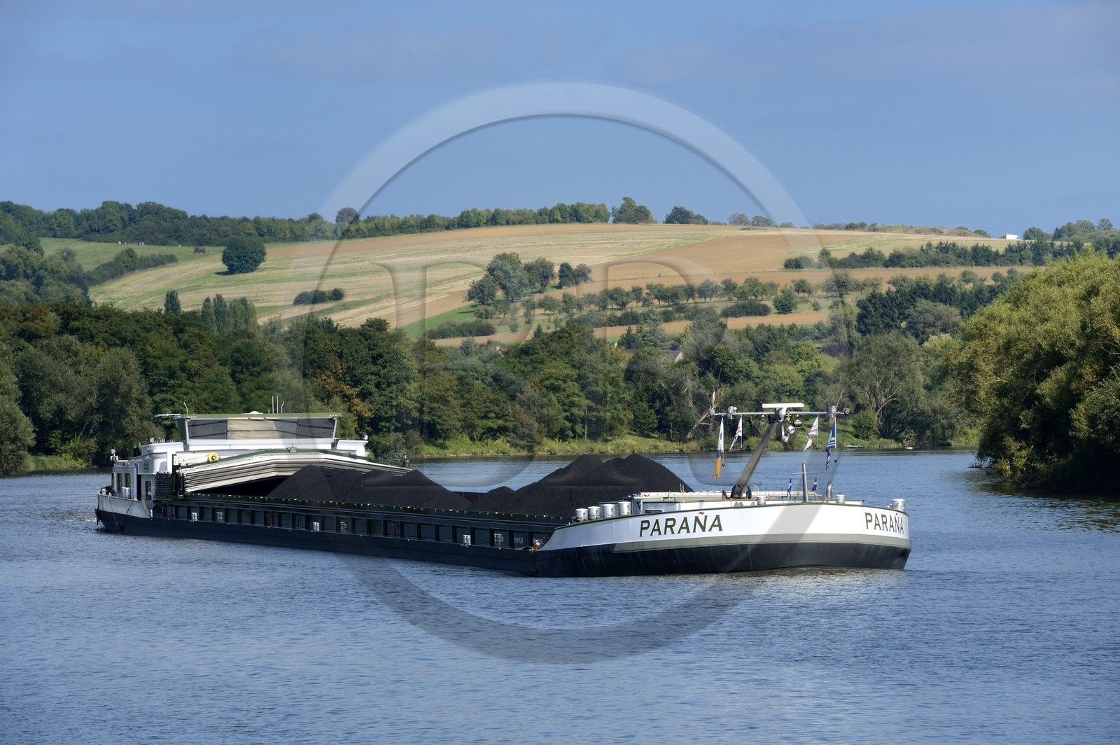 France, Moselle (57), péniche sur la rivière Moselle à Malling