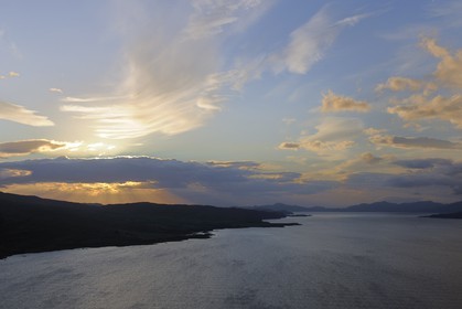 Royaume-Uni, Ecosse, Highland, Hébrides intérieures, Ile de Mull, le Sound of Mull (vue aérienne)