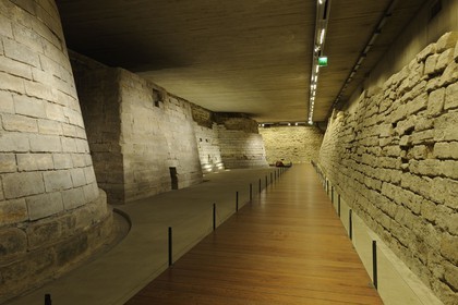France, Paris, the vestiges of the ditches of the Louvre from Philippe Auguste and Charles V times