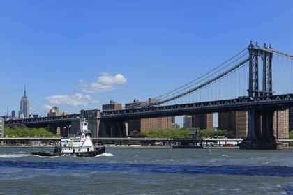 Etats-Unis, New York, Manhattan, Manhattan Bridge et Empire State Building