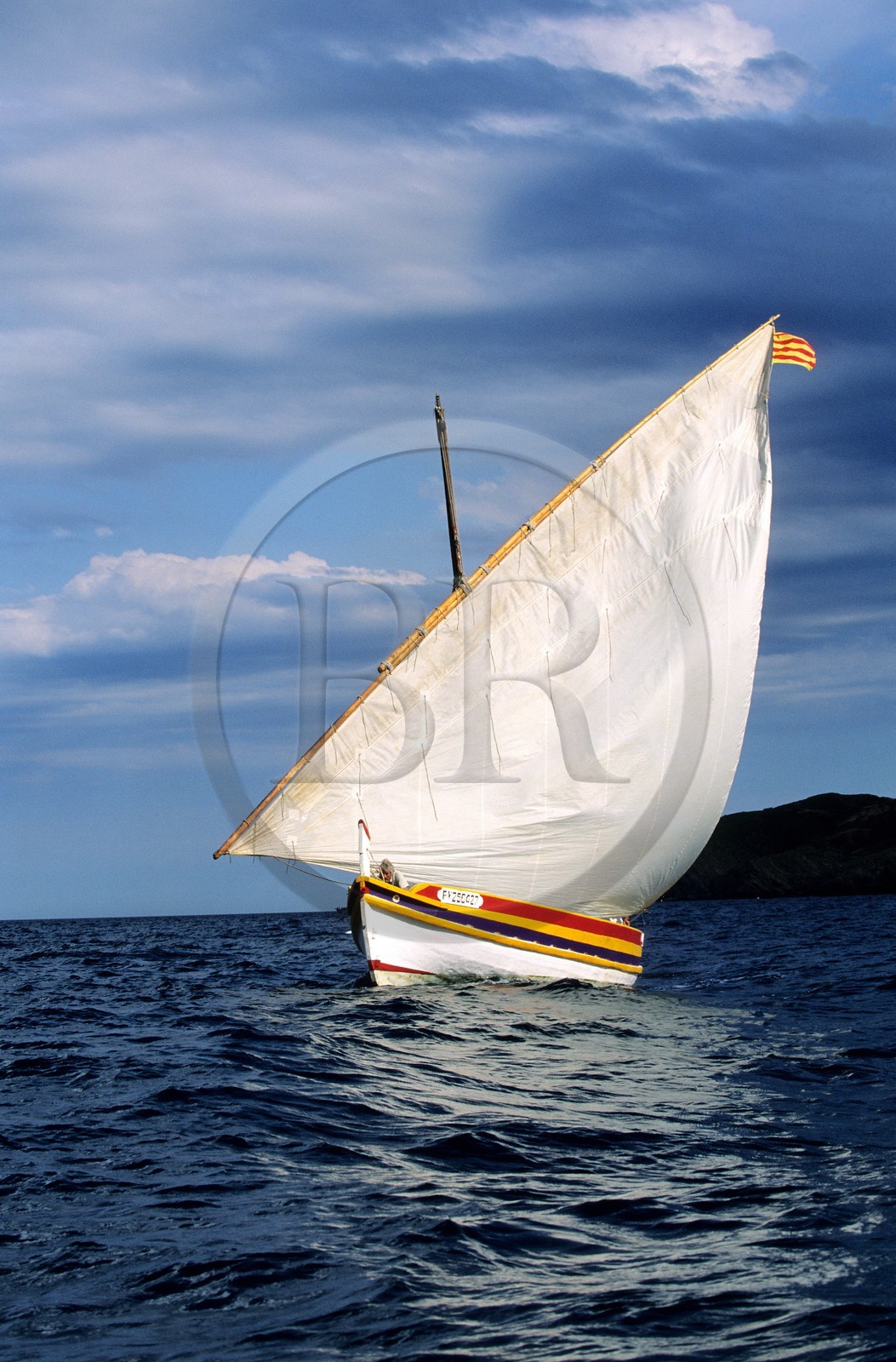 France, Pyrenees Orientales, Cote Vermeille, Banyuls sur mer, Catalan boat