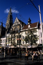 Belgium, Flanders, Antwerp (Antwerpen), the Groenplaats next to the Cathedral