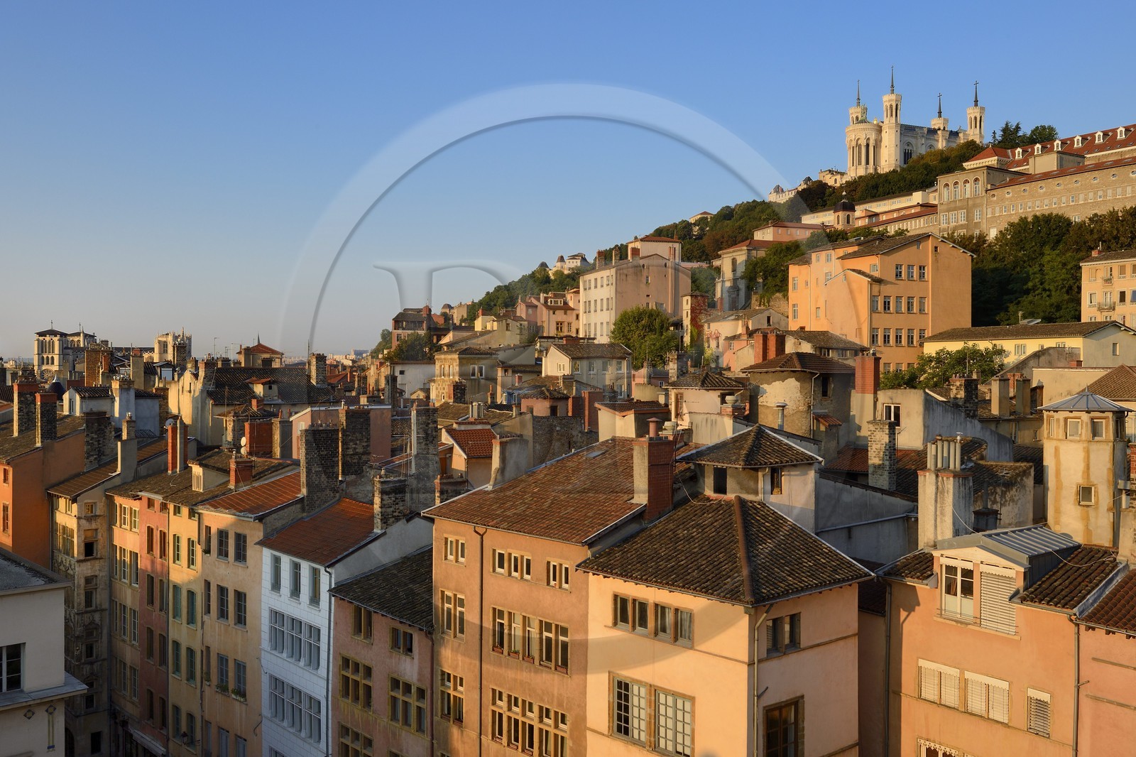 France, Rhone, Lyon, historical site listed as World Heritage by UNESCO, the Saint Paul district in the Vieux Lyon (Old Town) overlooked by Notre Dame de Fourviere basilica