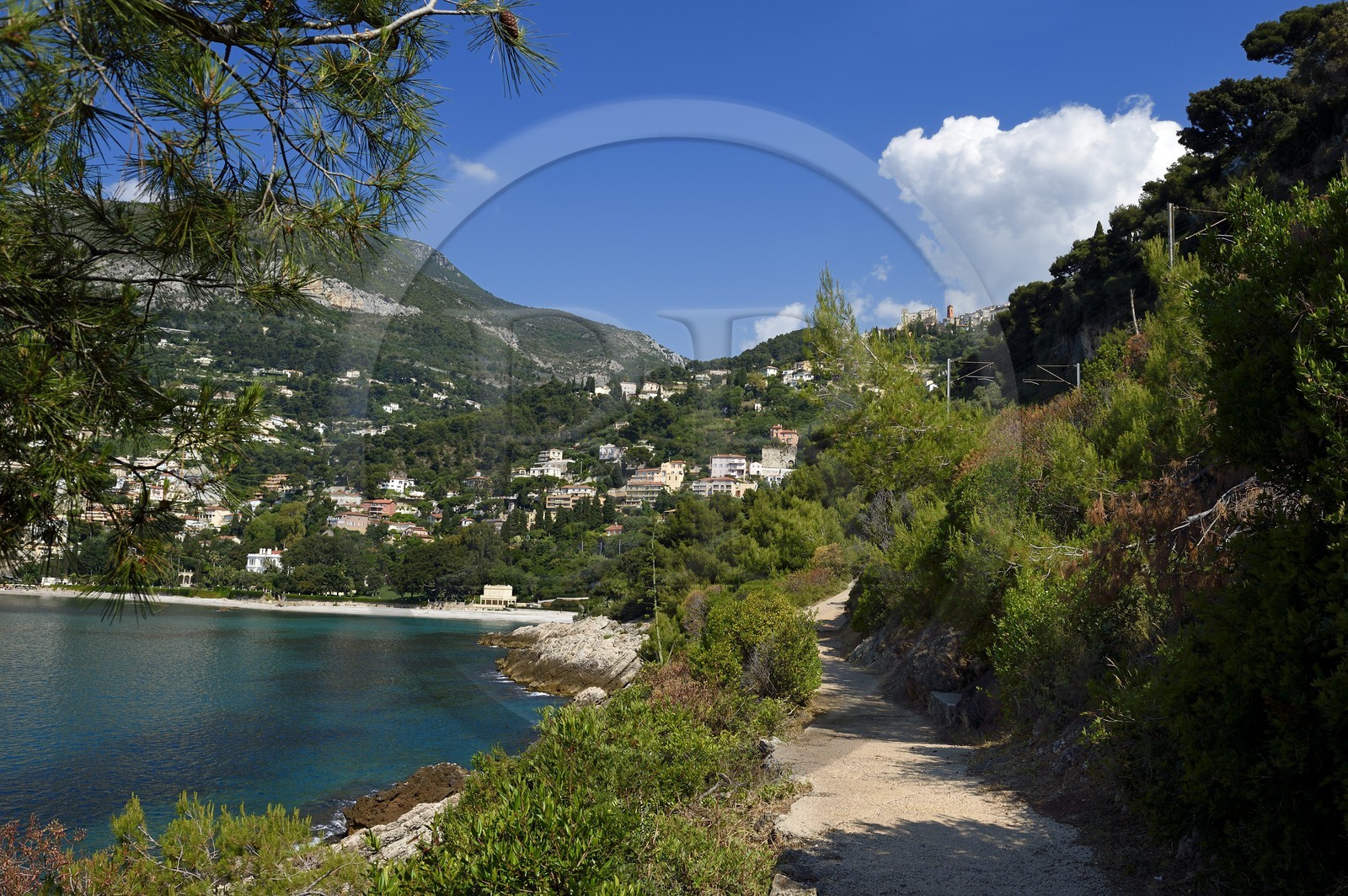 France, Alpes-Maritimes (06), Roquebrune-Cap-Martin, Cap Martin, sentier des douaniers, promenade Le Corbusier