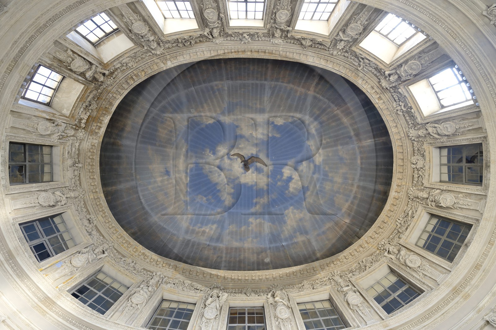 France, Seine-et-Marne (77), Maincy, le château de Vaux-le-Vicomte, plafond du Salon ovale dit en rotonde et salle de réception