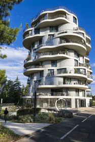 France, Herault, Montpellier, Folie Divine apartment building designed by architect Farshid Moussavi (FMA)