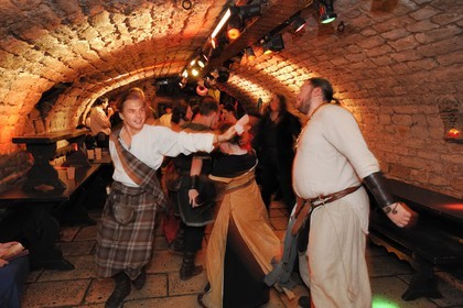 France, Paris, the Saint-Sabin cellars, medieval tavern, medieval danses