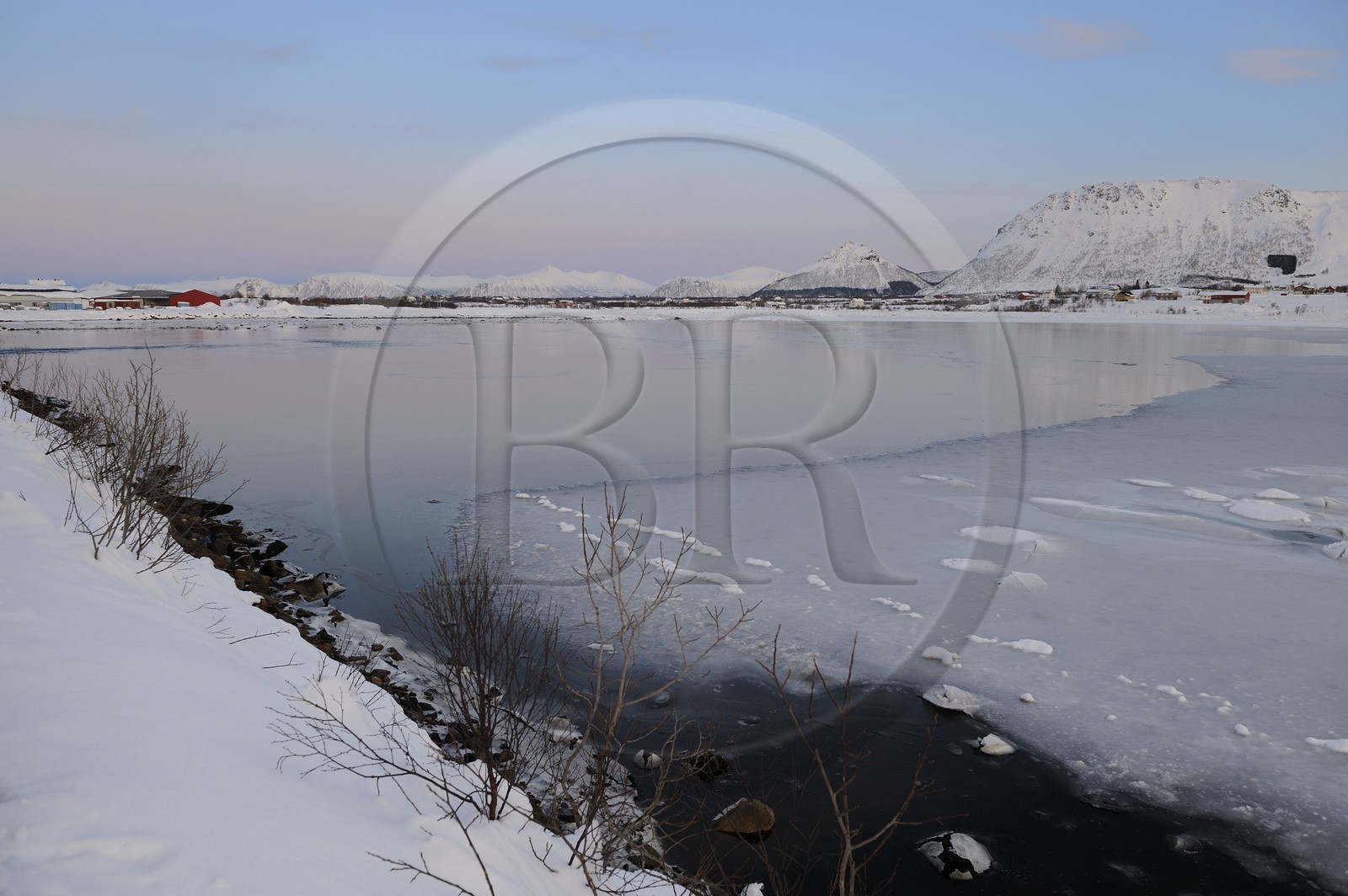 Norvège, Nordland, iles des Westeralen, région de Myre en hiver