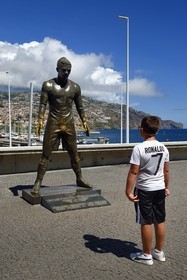 Portugal, Madeira Island, Funchal, statue of footballer Cristiano Ronaldo native of the island