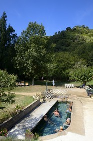 France, Corse du Sud, Sartene region, Sainte-Lucie-de-Tallano, hot springs of Caldane baths, sulphurous water springs at 38 ° C in a small pond