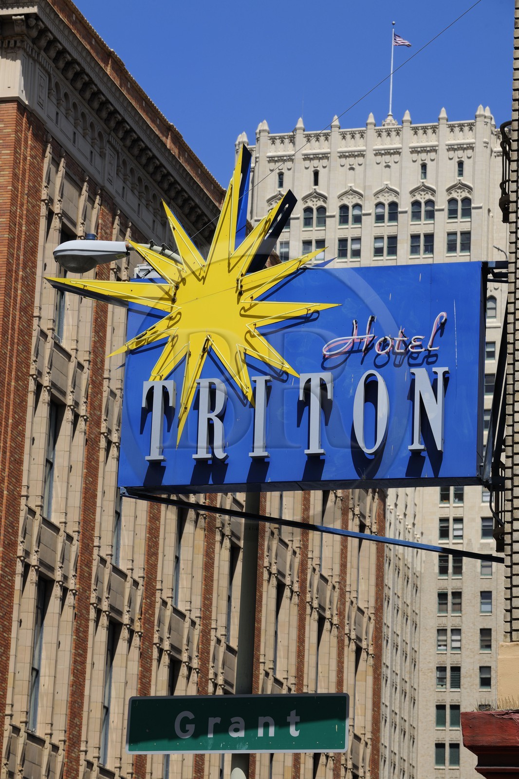 United States, California, San Francisco, Hotel Sign in Grant Street
