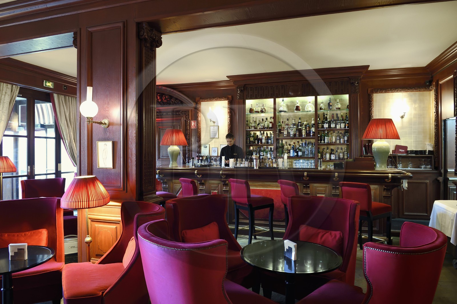 France, Calvados (14), Pays d'Auge, Deauville, l'Hotel Royal Barriere, le bar