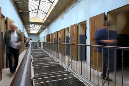 France, Rhone, Lyon, Montluc Prison Memorial, cells from the 2nd floor gallery where Jean Moulin was locked