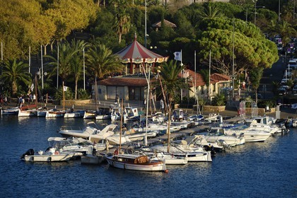 France, Var (83), Sanary-sur-Mer, barques traditionnelles de peche appelées pointus sur le port