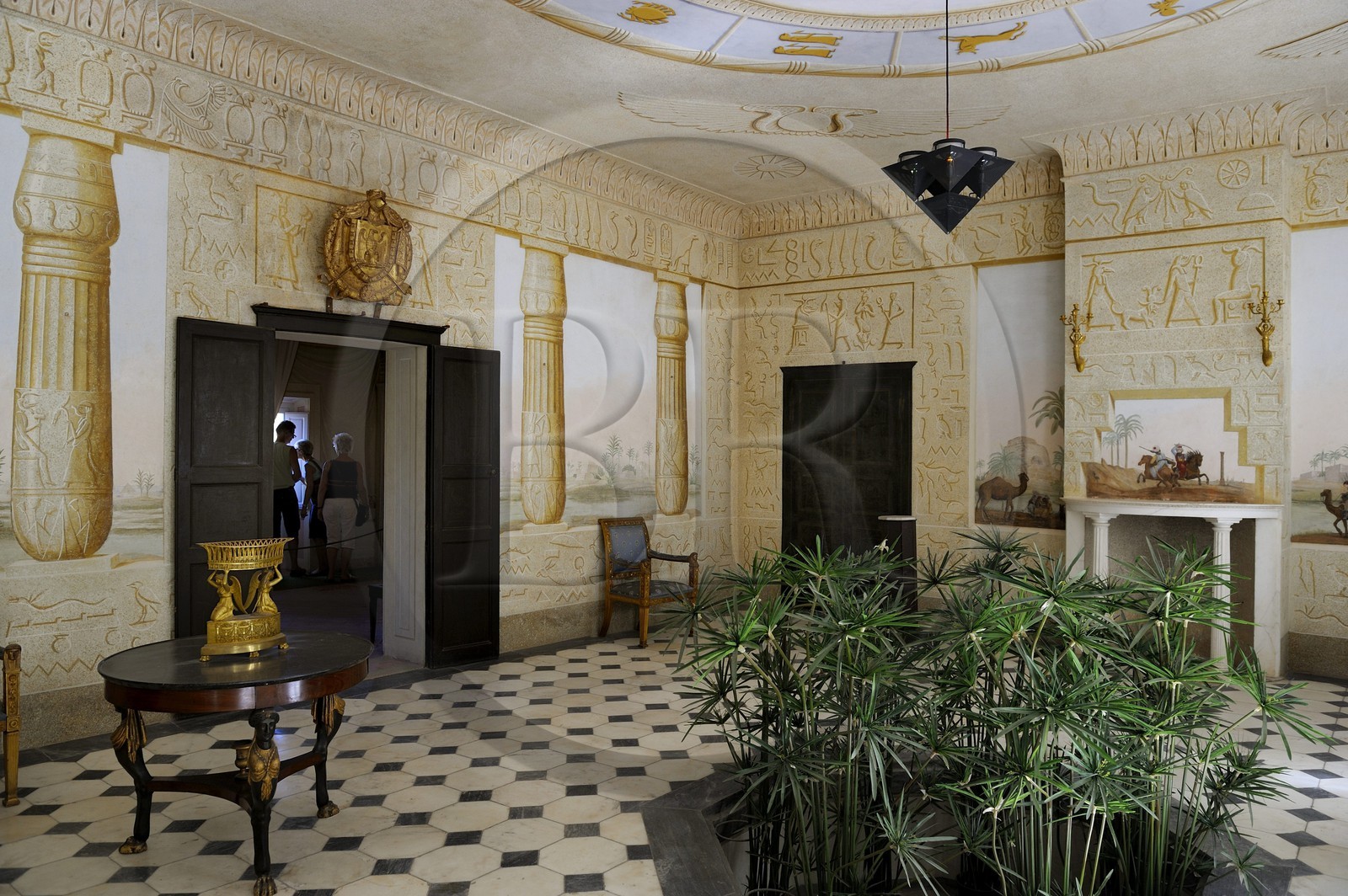 Italie, Toscane, l’Ile d’Elbe, San Martino, la Villa Napoleonica achetée par Napoléon 1er lors de son exile, les appartements de la villa de l'Empereur, salon egyptien