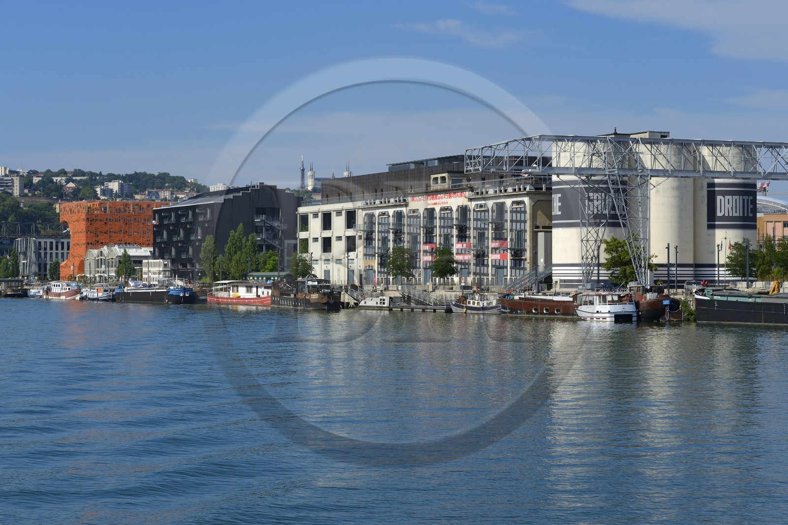 France, Rhône (69), Lyon, nouveau quartier de La Confluence au sud de la Presqu'île, Quai Rambaud, la Sucrière ancien entrepôt des années 1930 accueille depuis 2003 la biennale d'art contemporain
