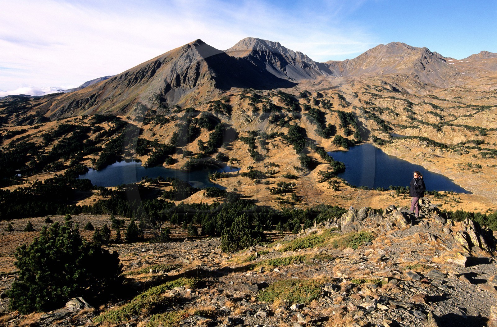 France, Pyrénées-Orientales (66), plateau du Capcir, étangs de Campoureils et le pic Péric (2810 M)