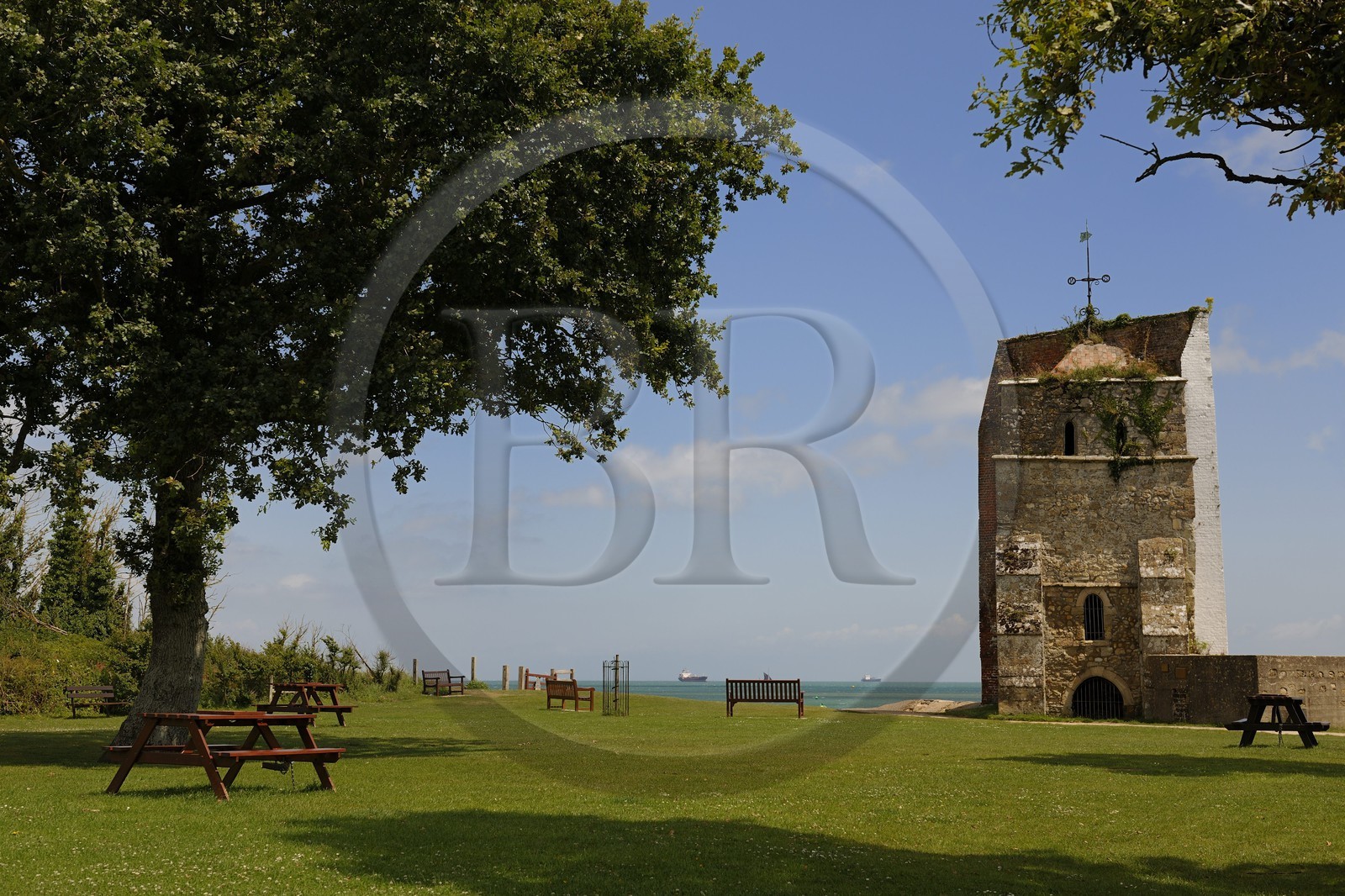 United Kingdom, England, Hampshire, Isle of Wight, Bembridge, remains of St. Helen's church (12th century)
