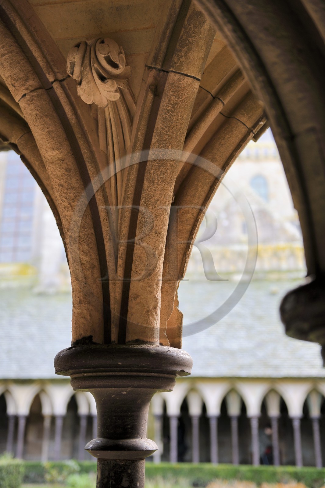 France, Manche (50), l'abbaye du Mont-Saint-Michel, classé Patrimoine Mondial de l'UNESCO, la Merveille, le cloître