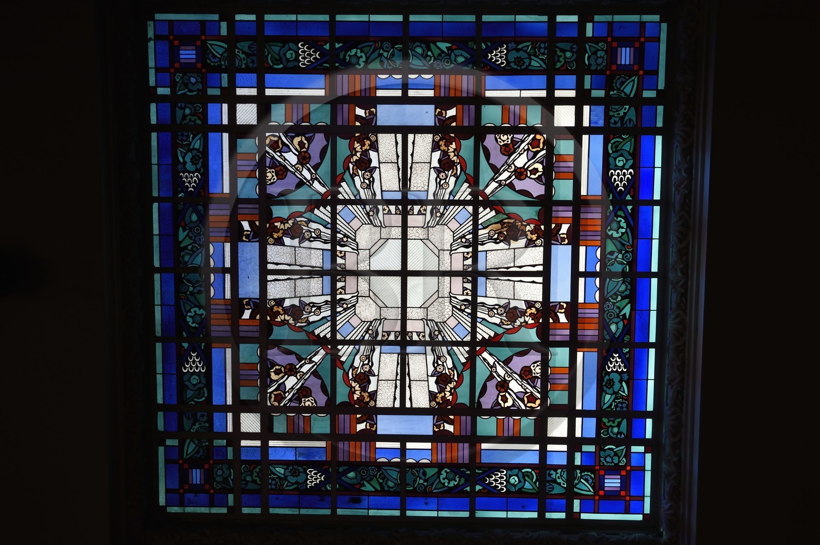 France, Allier (03), Vichy, City Hall, stained glass window of master glassmaker Francis Chigot 1928