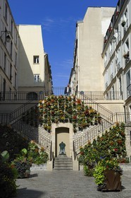France, Paris (75), l'escalier de la rue Rollin à l'angle de la rue Monge