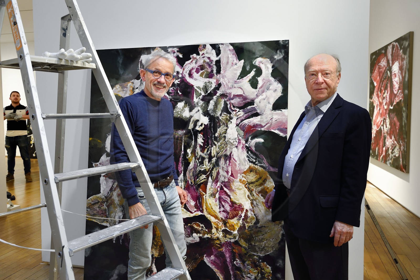 France, Paris, the painter Philippe Cognée preparing his exhibition at the Templon gallery