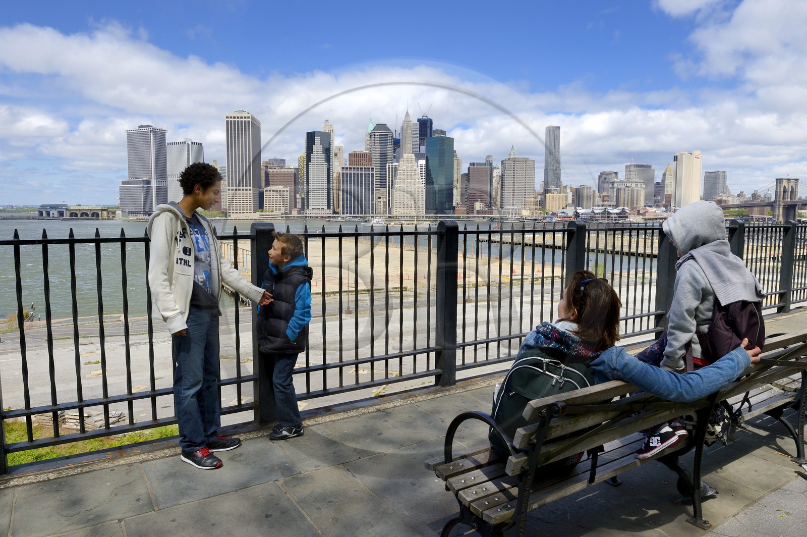 Etats-Unis, New York, Downtown Manhattan vue de la promenade à Brooklyn