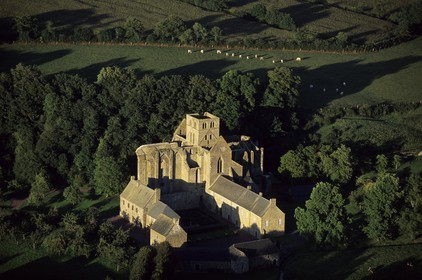 France, Manche, Cotentin, Hambye abbey (aerial view)