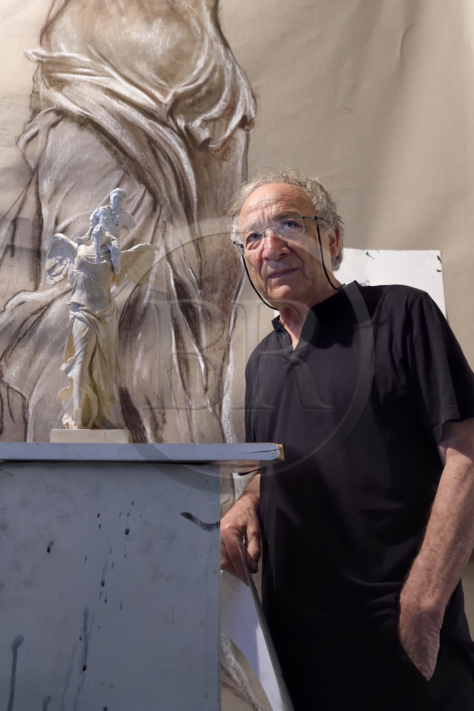 France, Ivry sur Seine, the artist Ernest Pignon-Ernest in his studio
